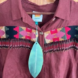 NWT-Farm Rio- Linen Shirt-Brown -XL